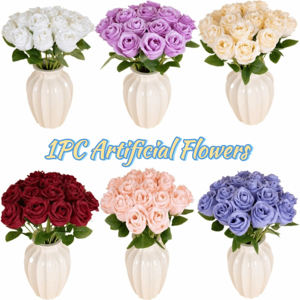 1pc Creative Silk Rose Simulated Rose Bouquet Small Bundle Realistic Simulation Flowers DIY Floral Materials Soft Wedding Bouquet Photography Props