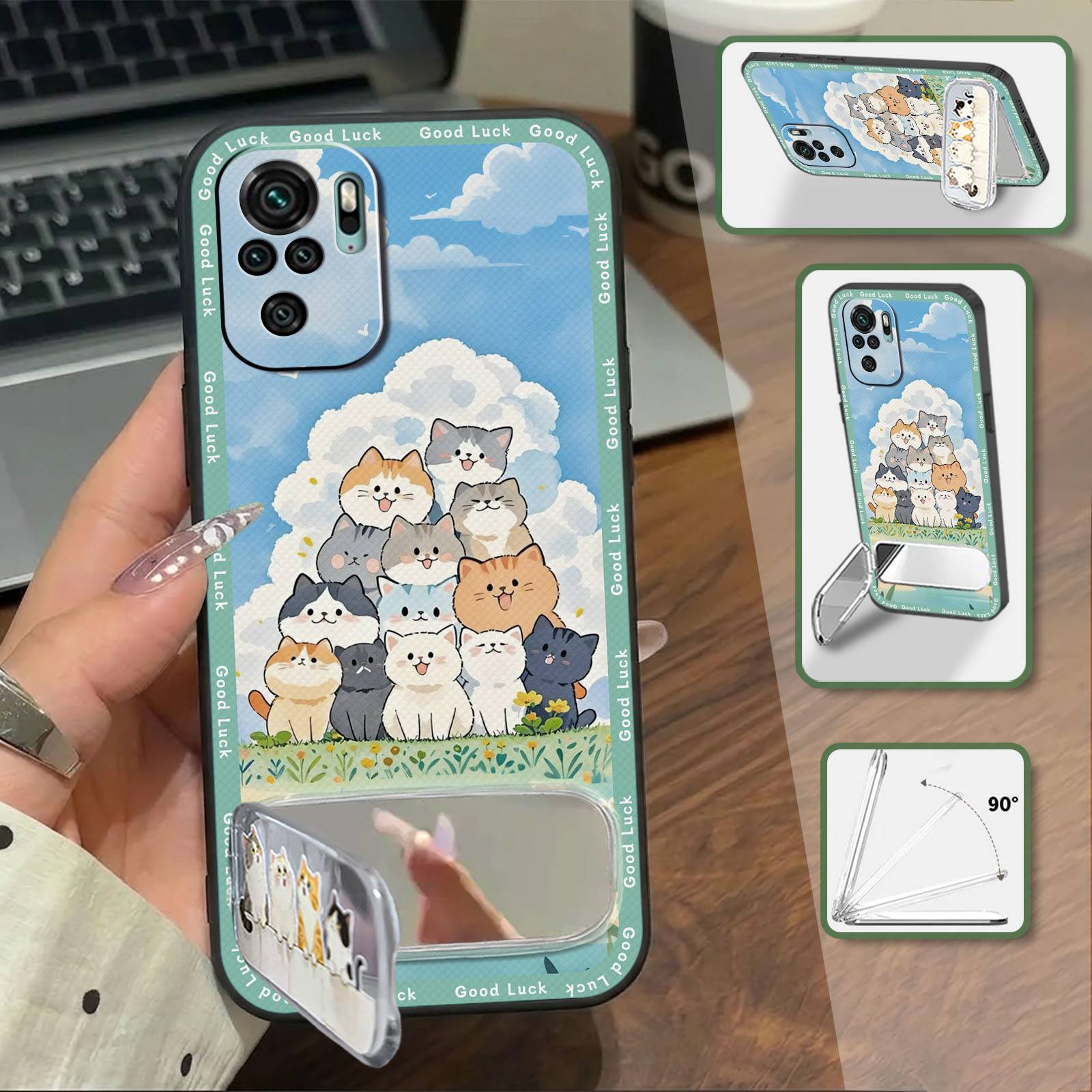 Dirt-resistant three-dimensional Phone Case For Xiaomi Redmi Note10 4G/Note10S Phone Pouch Silicone Back Cover Kickstand