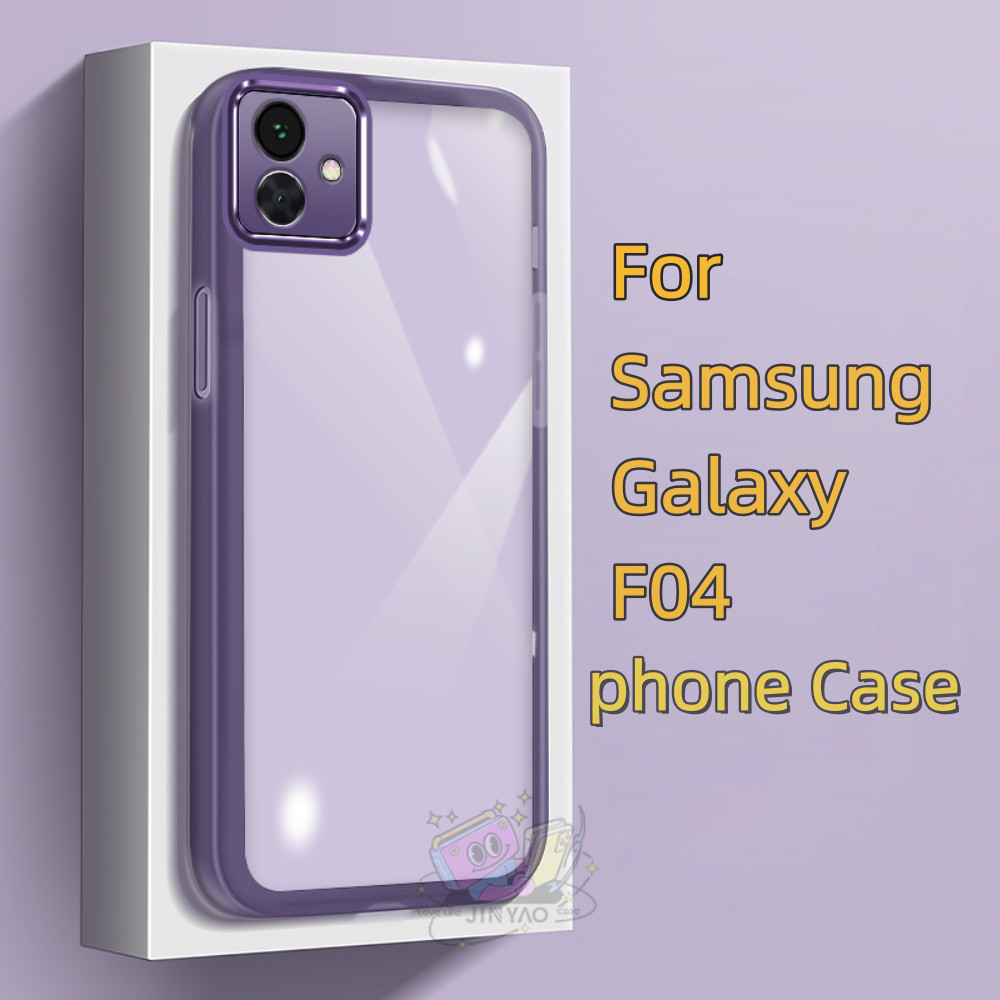 【Popular】 For Samsung Galaxy M04 Phone case transparent Lens protector Lanyard Hole Sense of premium Trendy Anti-fingerprint Protective Case black