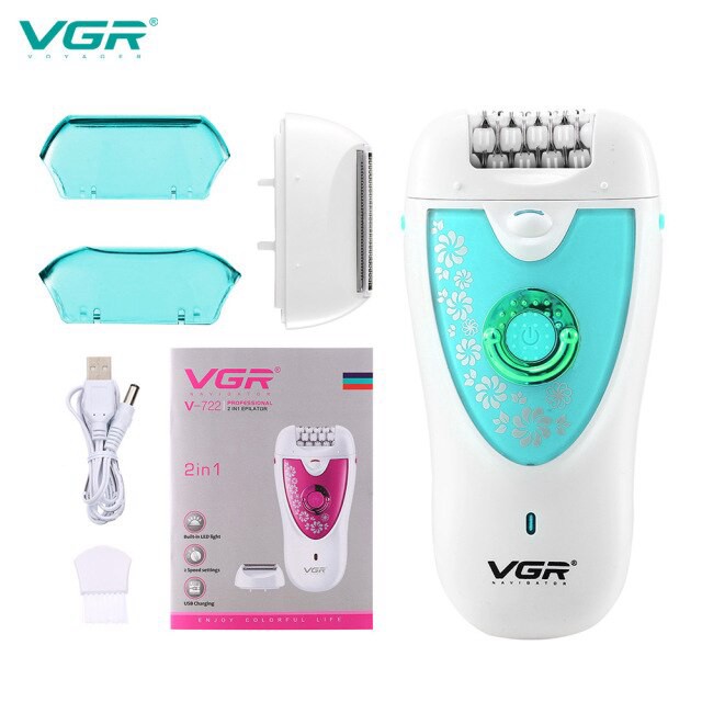 VGR V-722 2 in1 Rechargeable Cordless Professional Hair Removal Appliances Electric Epilator & Shaver Machine For Wet & Dry