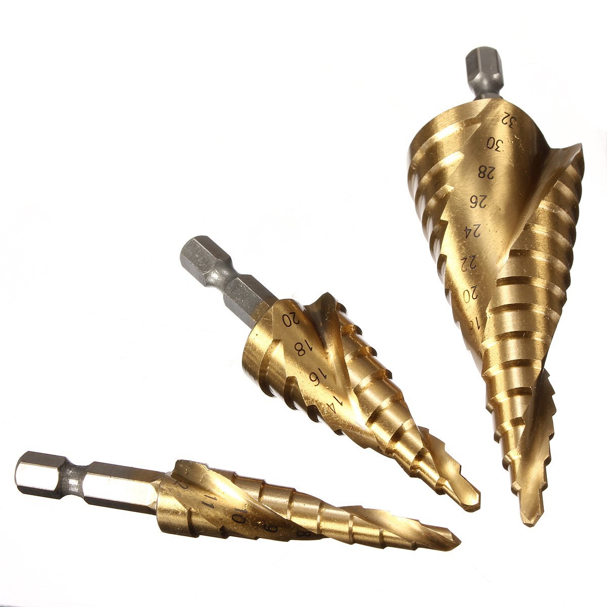 3 tlg HSS Step Drill Bit Drill Set 4-12MM/ 4-20MM/ 4-32MM