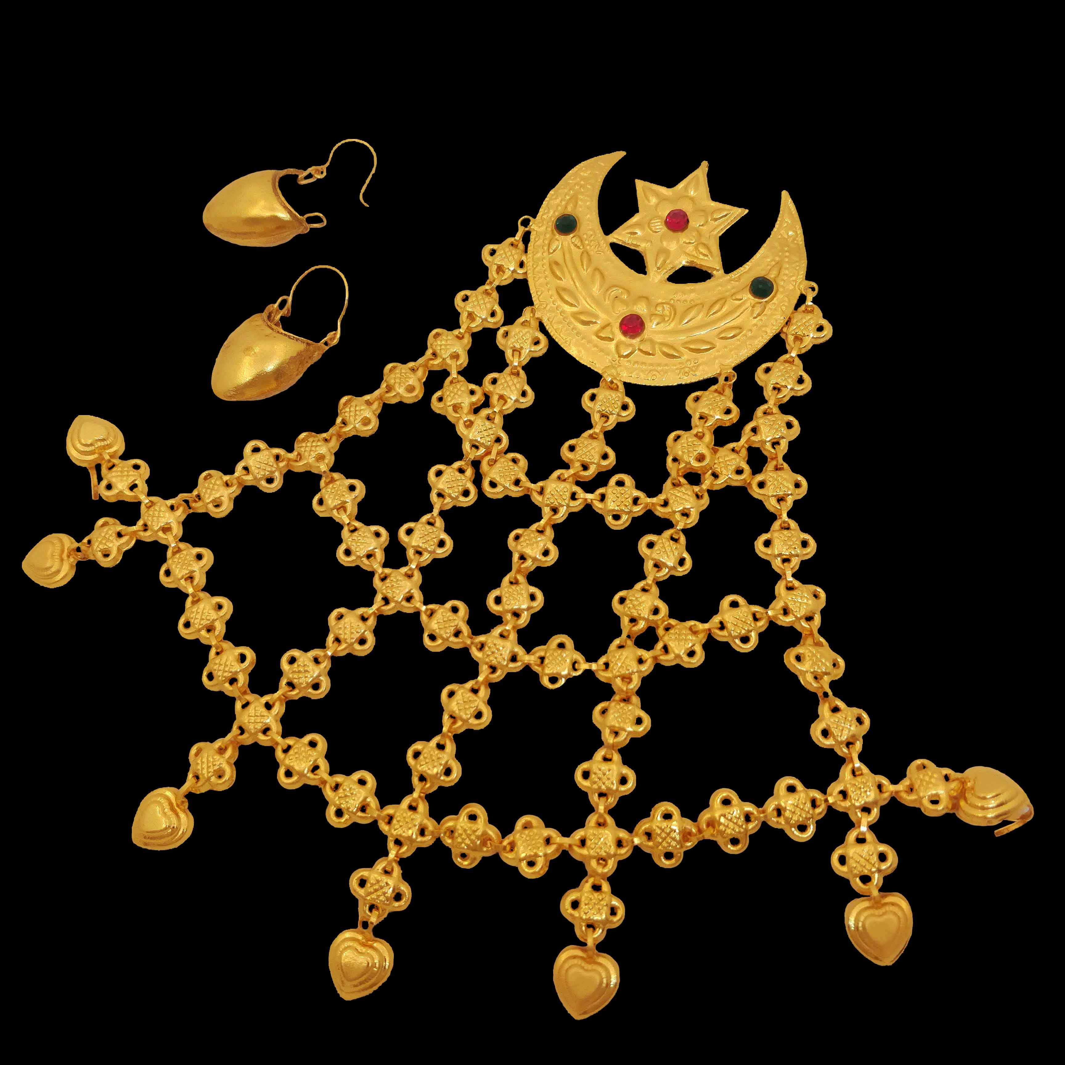 Gold Plated Traditional Newari jewellery Newari Nyapu Sikha Or Newari Hair Accessories With One Pair Makasi Newari Earrings For Women(1*Set)
