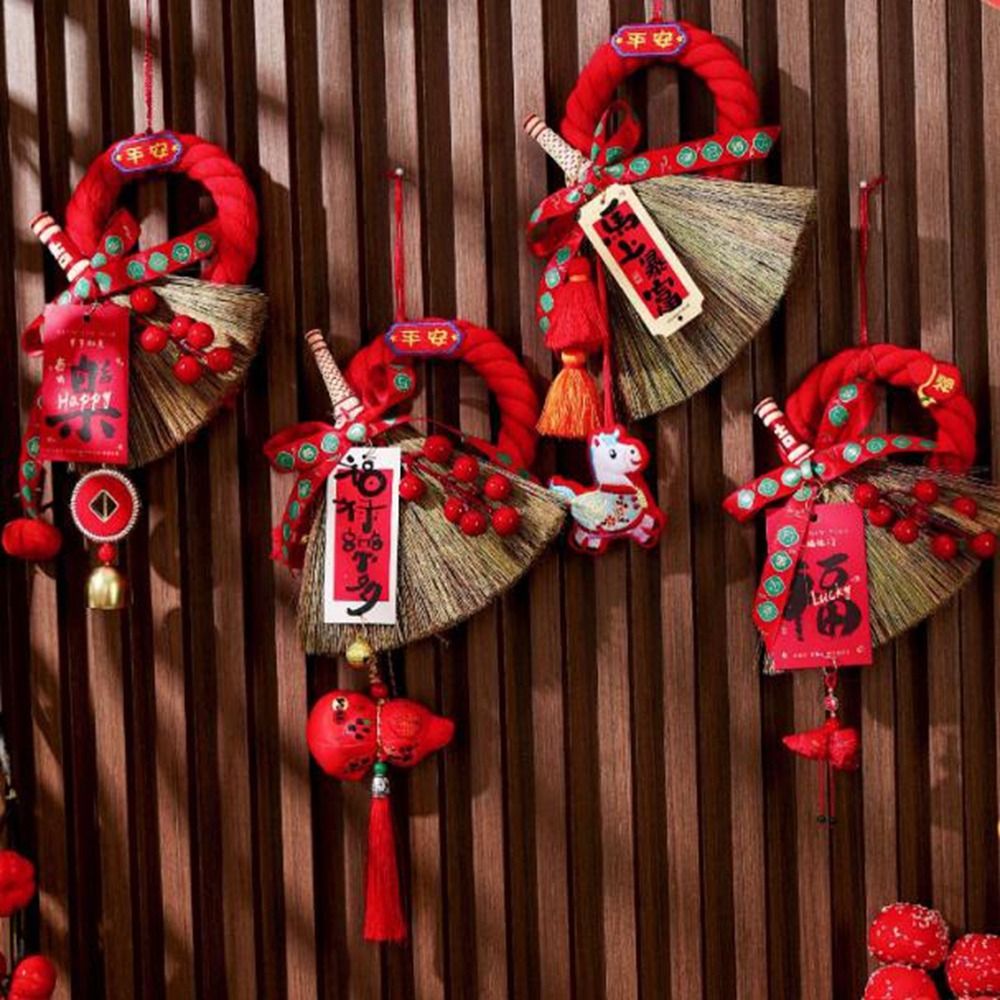 Portable Traditional Chinese New Year Decoration Beat Wishes Decorative Spring Festival Pendants with Tassel Charm Door Hanging Indoor Decoration