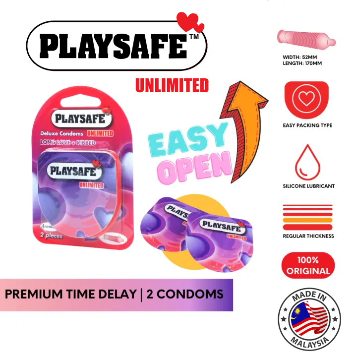 Playsafe Long Time Ribbed Condom 2 Pcs
