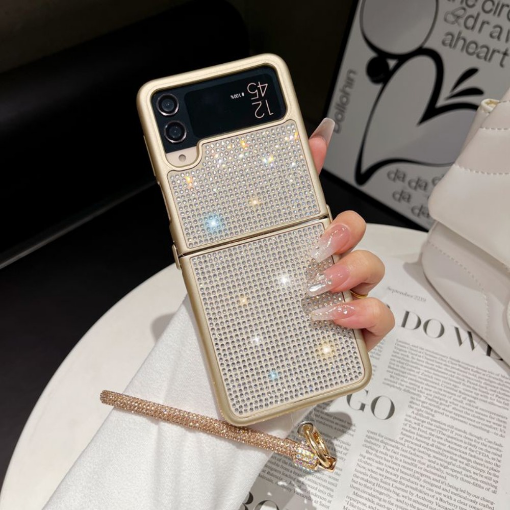 NEW HODON Luxury Hand Chain Shine Crystal Diamond Phone Case For Samsung Galaxy ZFlip6 ZFlip5 ZFlip 4 ZFlip 3 flip5 5G with Hinge Cover shell