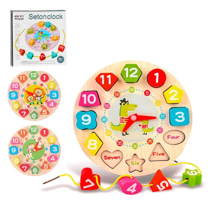 Vylon Seton Shape Clock for Kids - Wooden Puzzle Clock - 3D puzzle clock for Learning