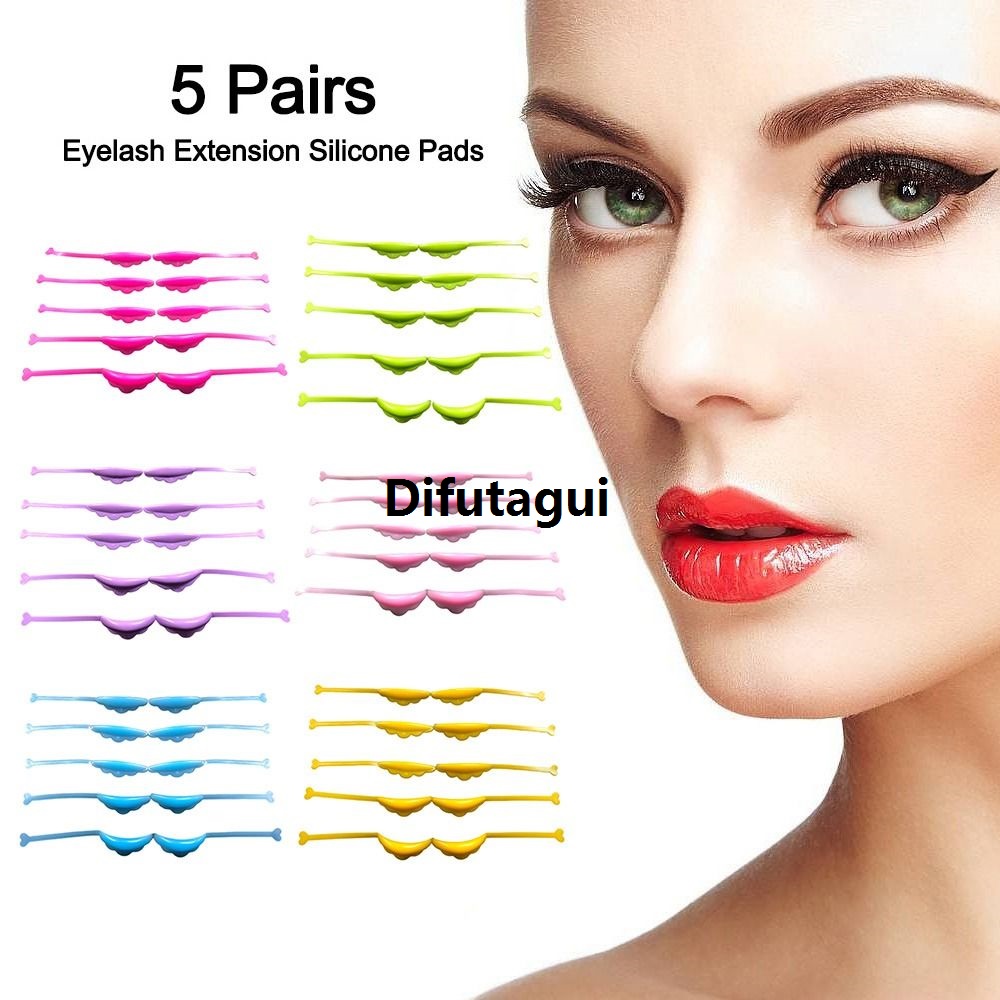 5 Pairs Makeup Beauty Tools Applicator Tools Eyelash Extension Silicone Pads Reusable 3D Eyelash Curler Accessories Silicone Lash Lift Pad with Heart-shaped Auxiliary Strip Anti-slip Anti-shedding Sticky Lashes Rods for Eyelashes