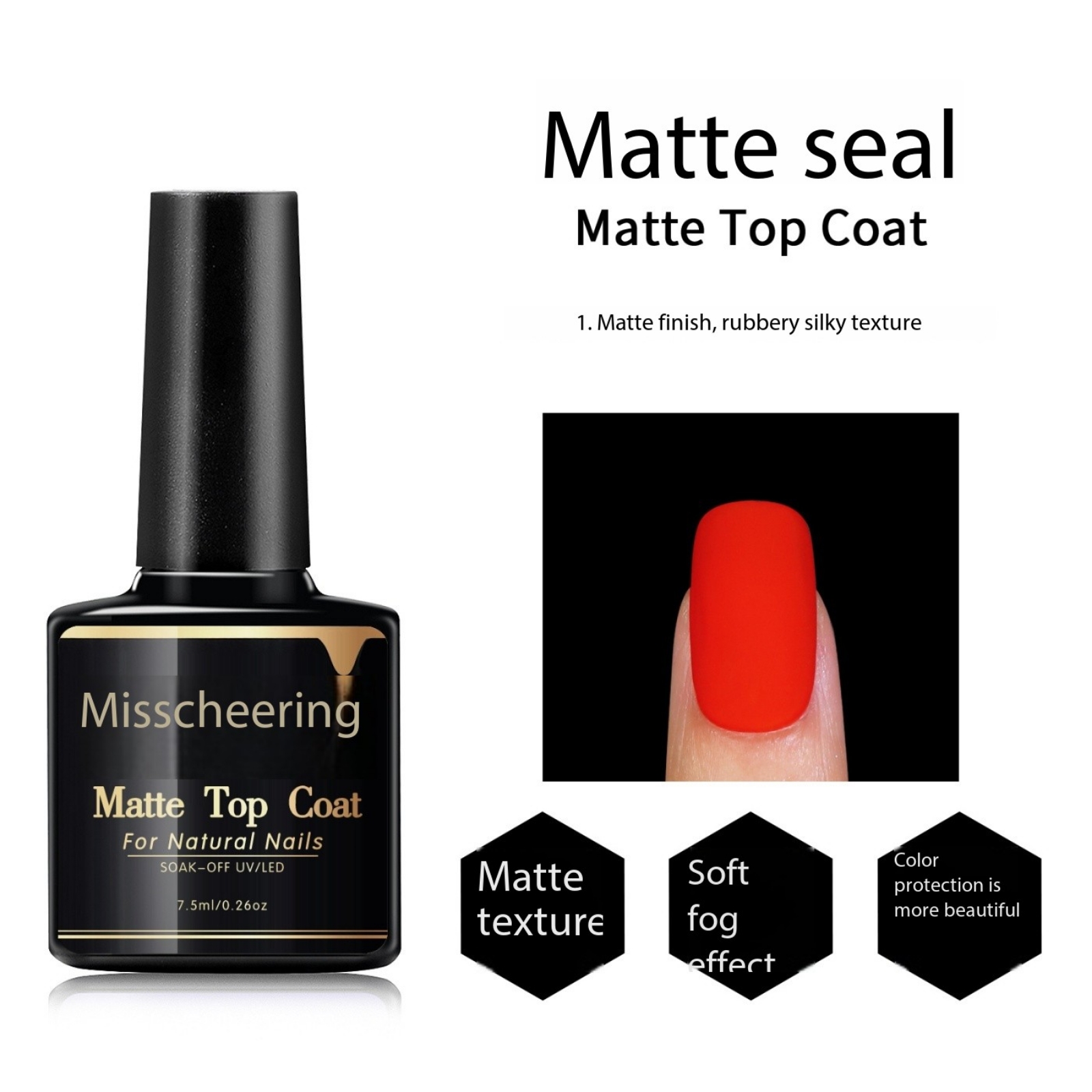 1 Piece No Wipe Top Coat 7.5 ML Soak- OFF UV / LED. TOP COAT