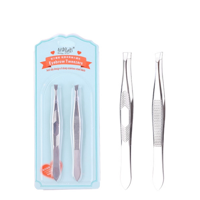 2Pcs/Set Professional Stainless Steel Hair Removal Clip Eyebrow Face Hair Remover Tweezers Makeup Tool