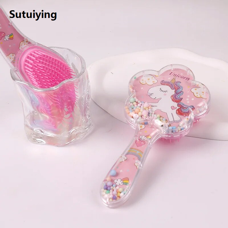 Sutuiying 2pcs Multifunctional Airbag Comb, Cartoon Cute Rainbow Pony New style Air Cushion Comb, Massage Comb, Hair Straightening Comb