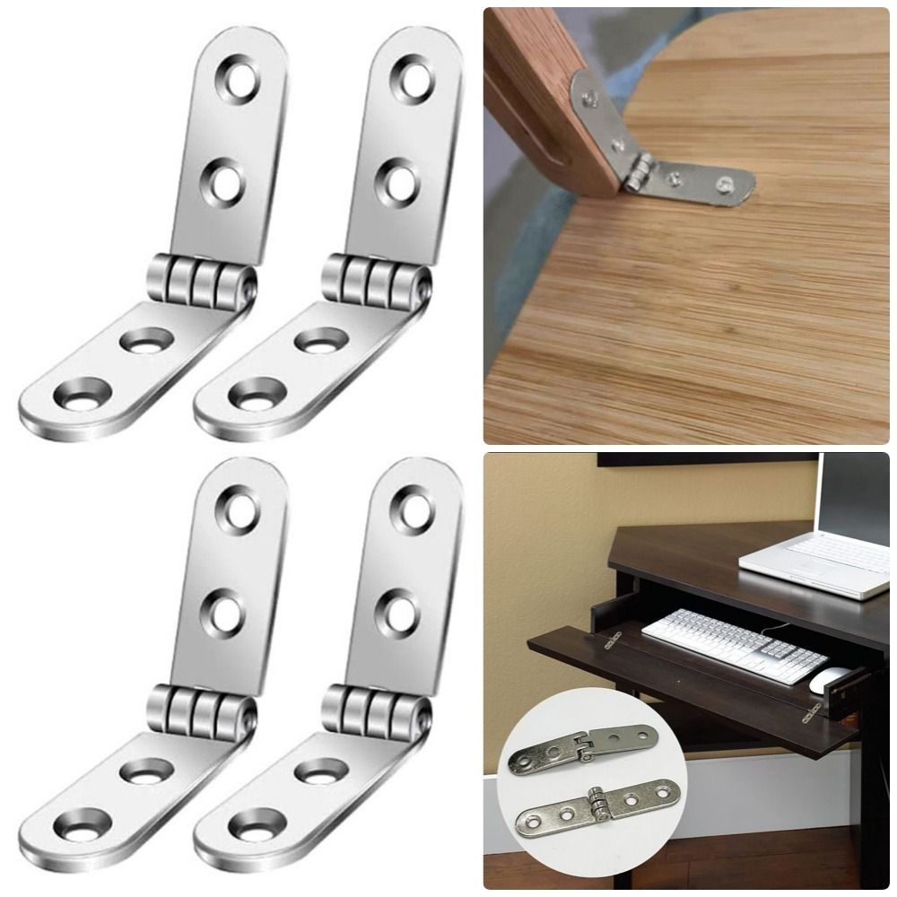 8Pcs Durable 270 Degree Foldable Hinge Furniture Hardware Accessories Excluding Screws Flap Screw-On Hinges Silver Metal Cabinet Door Hinge