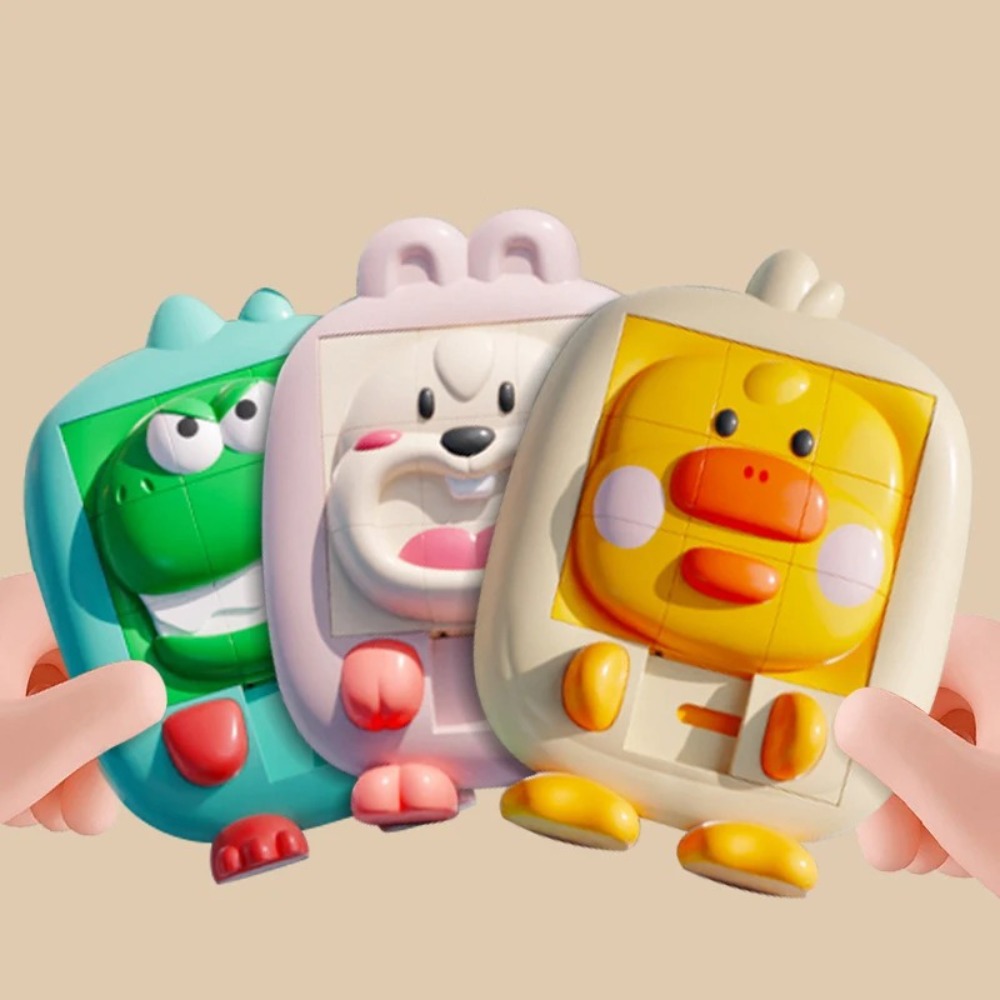 High Quality Cartoon 3D Huarong Road Board Games Sliding Puzzle Nine Palace Grid Spatial Thinking Educational Toys Smart Logic Board Game for Kids