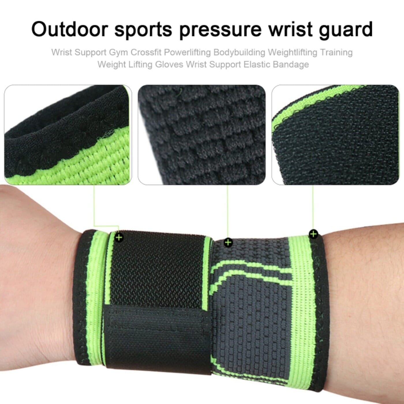 Wrist Support Gym Powerlifting Bodybuilding Weightlifting Training Weight Lifting Gloves Elastic Bandage - 1 Pc |