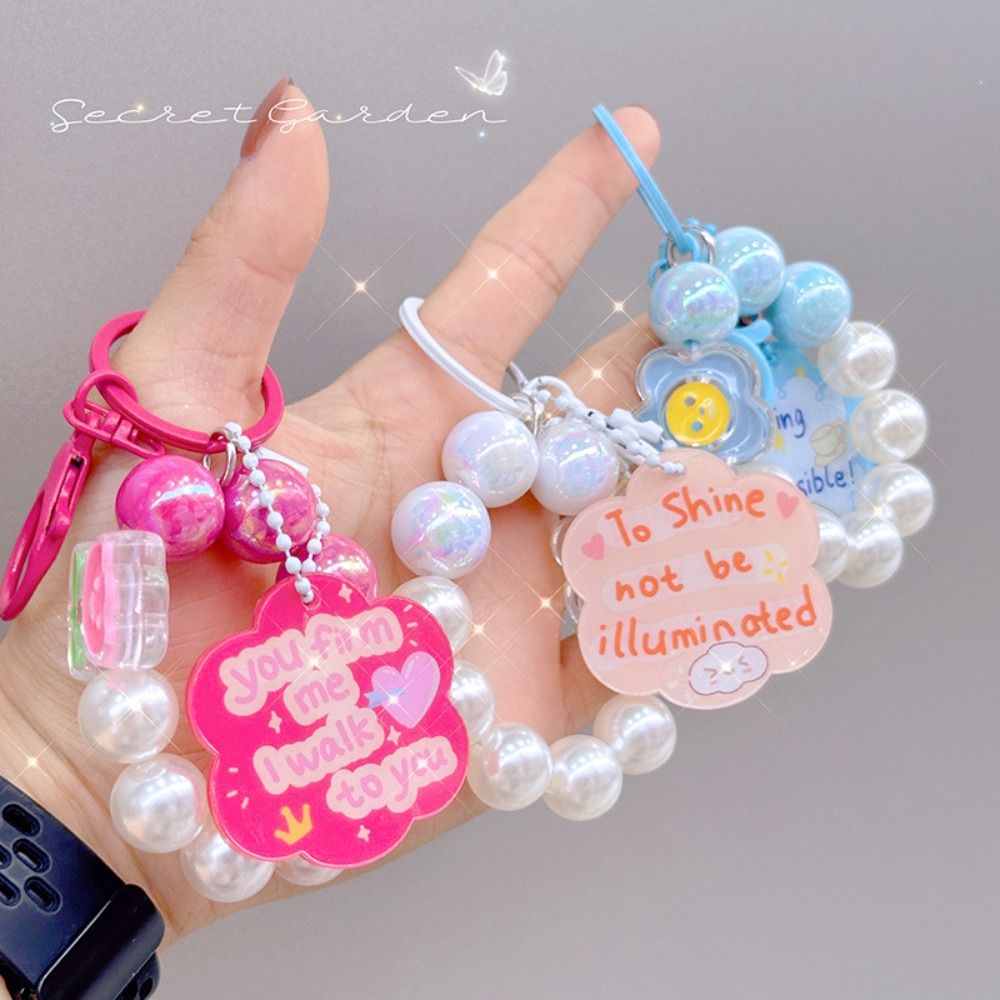 New Wrist Strap Key Chain Colorful Beads Cute Phone Pendant Headphone Case Charms
