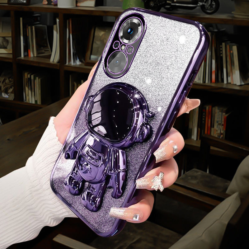 For realme C67 C55 C53 C35 C33 C31 C30s C30 Back Cover with Cute Rabbit Makeup Mirror Stand Luxury Plating Glitter Girly Phone Case Clear Soft Silicone Protective Cases Pouch