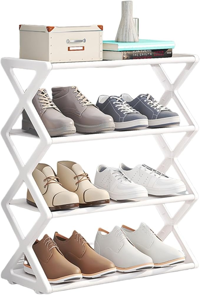 Modern Home Shoe Rack Shoe Cabinets | Shoe Storage Rack , Detachable 4 Tiers Shoe Storage Organizer, Large Capacity Closet Entryway Shoe Shelf Shoe Organizer for Bedroom | Shoe Rack