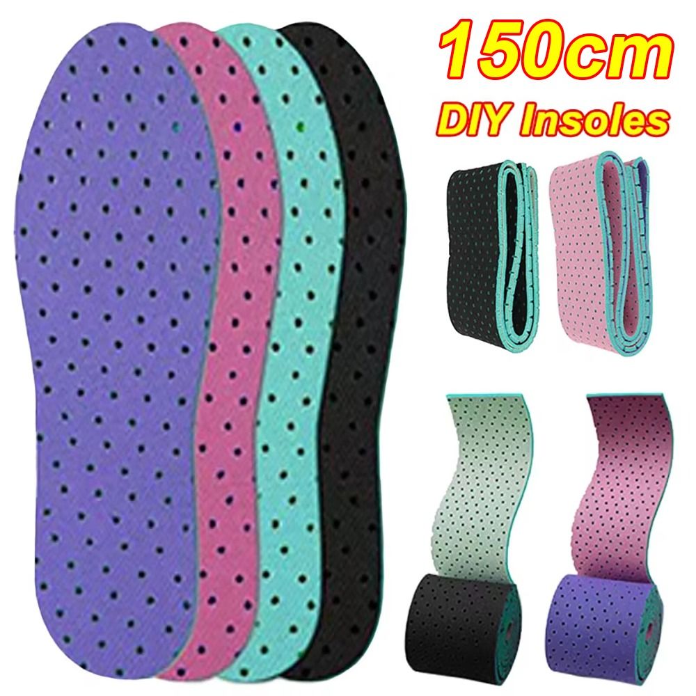 1Pcs New Universal DIY Cuttable Insoles 150x9cm Double Sided Available Soft Shoes Pad Black Pink Shock Absorption Shoe Inserts