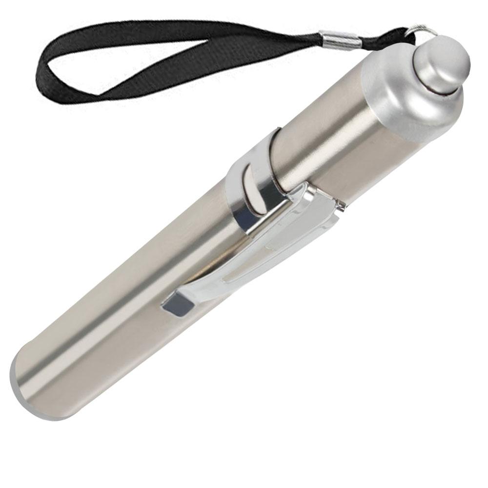 Mini Portable Pen Light LED Pocket Flash Torch Light Silver