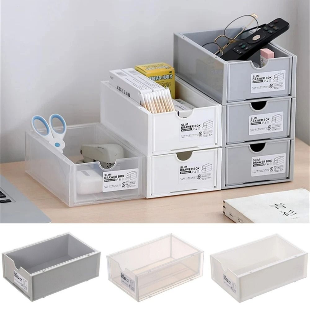 1Pcs Durable Mini Sundries Organizer Desktop Storage Box Plastic Home Shelf Drawer Storage Box Multifunctional Stackable Cosmetic Sorting Box