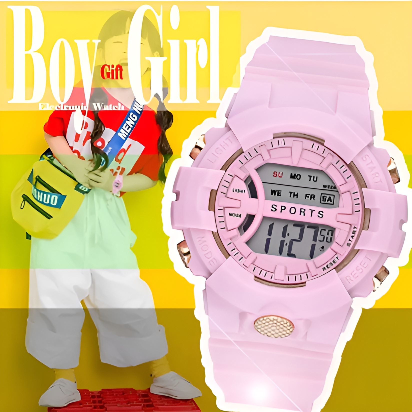 New Design Pink Digital Watch Summer Gift Sports Kids Watch