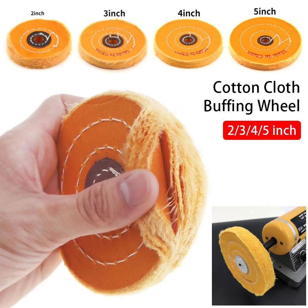 1Pcs New Angle Grinder Accessory Cloth Buffing Wheel Yellow Abrasive Tool Polishing Wheel 2/3/4/5Inch with 4/12/16mm Hole Cotton Pad For Metal Jewelry Polishing