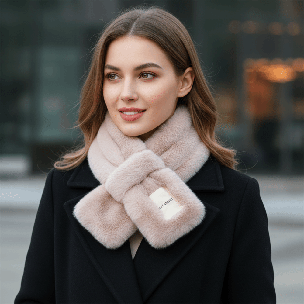 Trendy Faux Rabbit Fur Plush Scarf Fake Collar Thicken Scarf Shawls Pure Color Bib For Girls