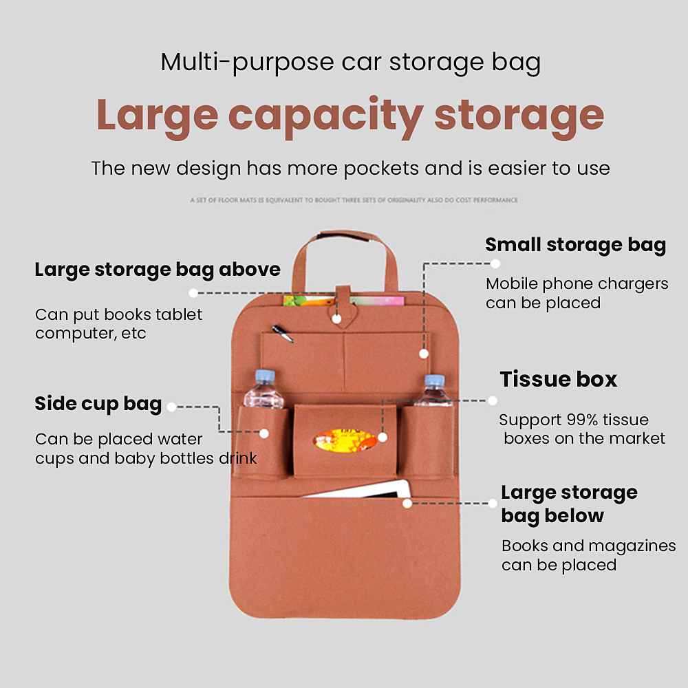 Organizer Pockets, Felt Storage Bags, Rear Seat Car Organizers, Elastic Storage Bags, 6 Trailer Accessories