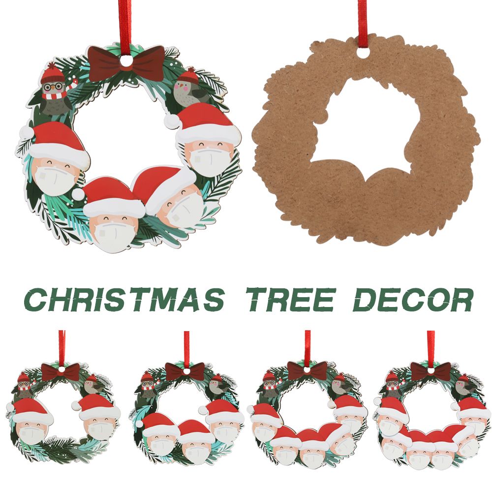 2020 Christmas Car Decoration DIY Door Pendant Christmas Tree Decor Xmas Wreath Hanging Christmas Ornaments Family Decor