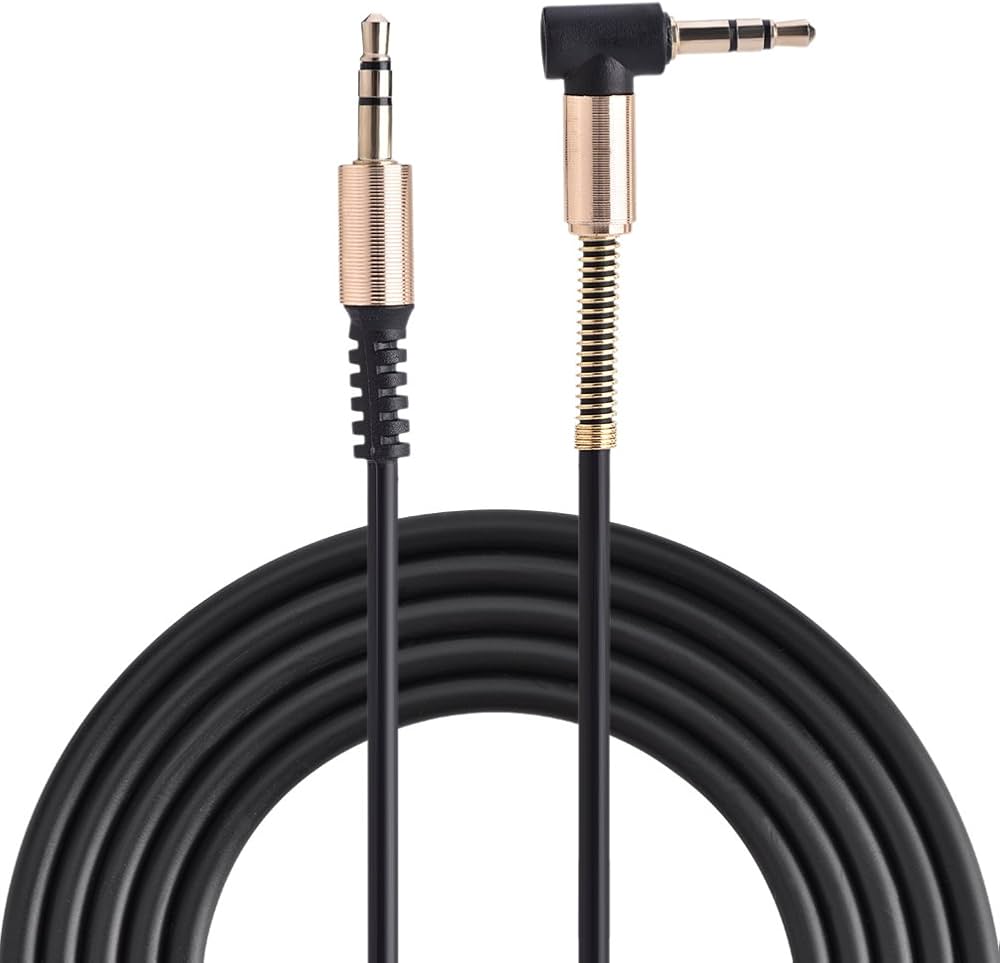 Black Auxiliary Audio Cable, 3.5mm Male to Male, L-Shaped & I-Shaped, Gold-Plated, Compatible with Headphones, Speakers, Tablets, MP3/MP4 Players