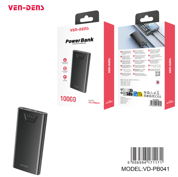 10000mAh Powerbank portable lightweight design Ven-Dens Fast Charging
