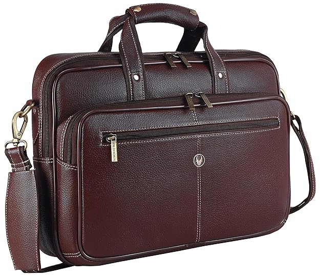WildHorn Nepal Genuine Leather 15.5 inch Brown Laptop Bag with separate Laptop Compartment (WHBG 101 Maroon)