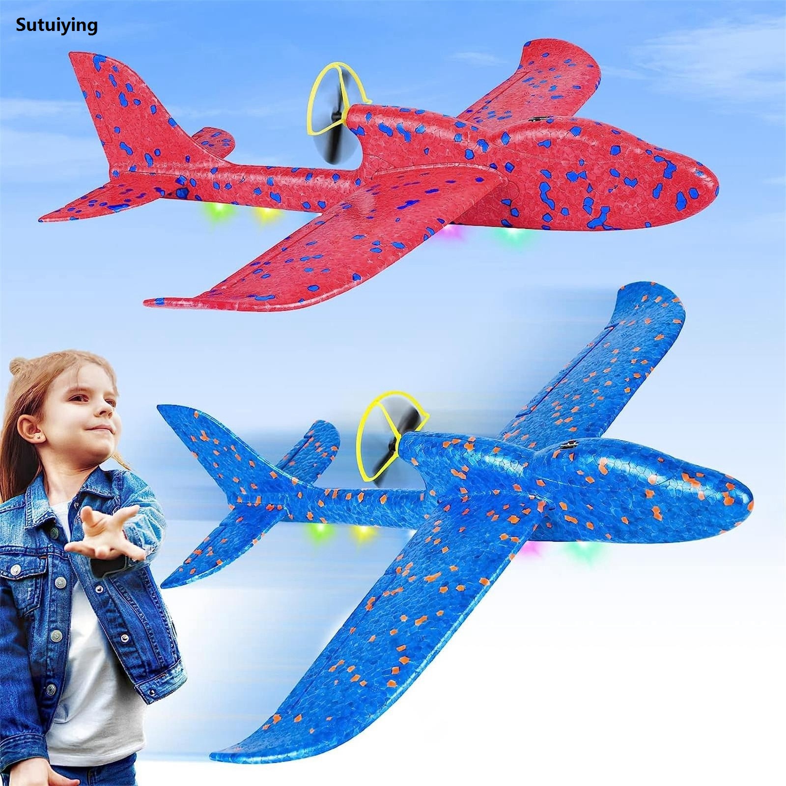 Sutuiying Electric Airplane Toy, Foam Throwing Glider Plane For Kids, Rechargeable, Sales promotion Summer Outdoor Garden Flying Gadget Game For Children