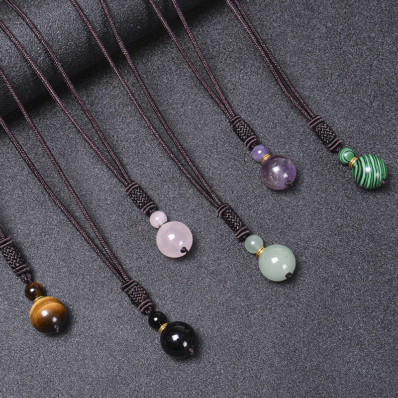 【New arrivals】Natural Tiger's Necklace Handmade Braided Green Dongling Necklace Pendant Women's