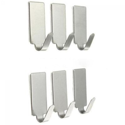 1/6Pcs Durable Kitchen Bathroom Wall Hanger Hook Small Stainless Steel Bathroom Organizer Self Adhesive Multi-purpose Towel Rack Hanger