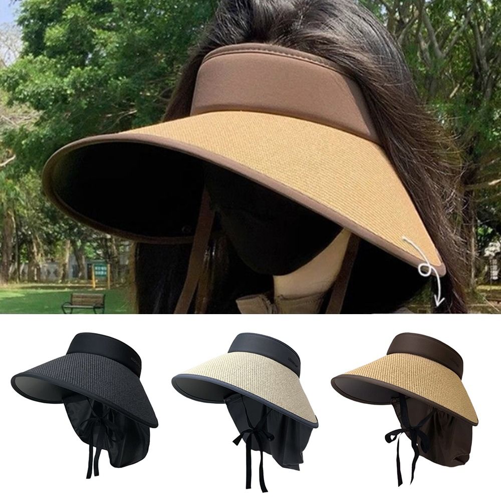New Large Brim Sunshade Hat Detachable Foldable Beach Hats Sun Protection UPF 50+ Sun Cap