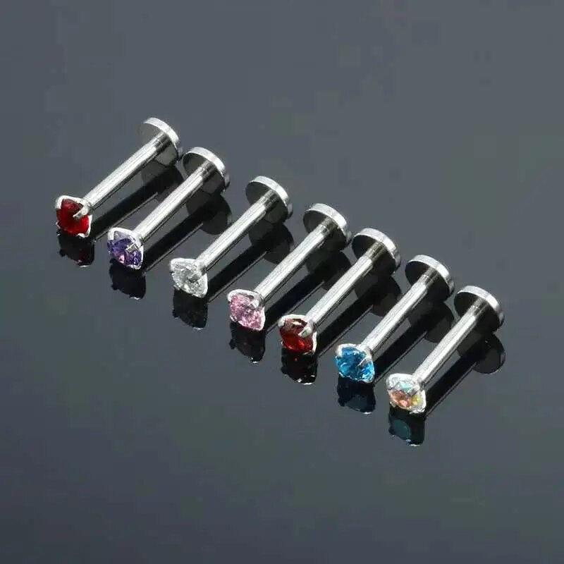 HOT WKOUD 1PC 16G Stainless Steel Lip Labret Piercing Crystal Ball Monroe Lip Stud Helix Tragus Conch Cartilage Earrings 6/8/10mm