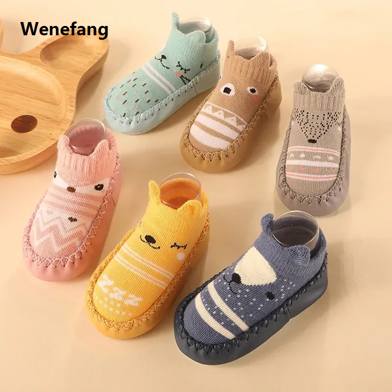 Wenefang 2023 New Born Baby Socks with Rubber Soles Infant Baby Girls Boys New Shoes Spring Autumn Baby Floor Socks Anti Slip Soft Sole Sock