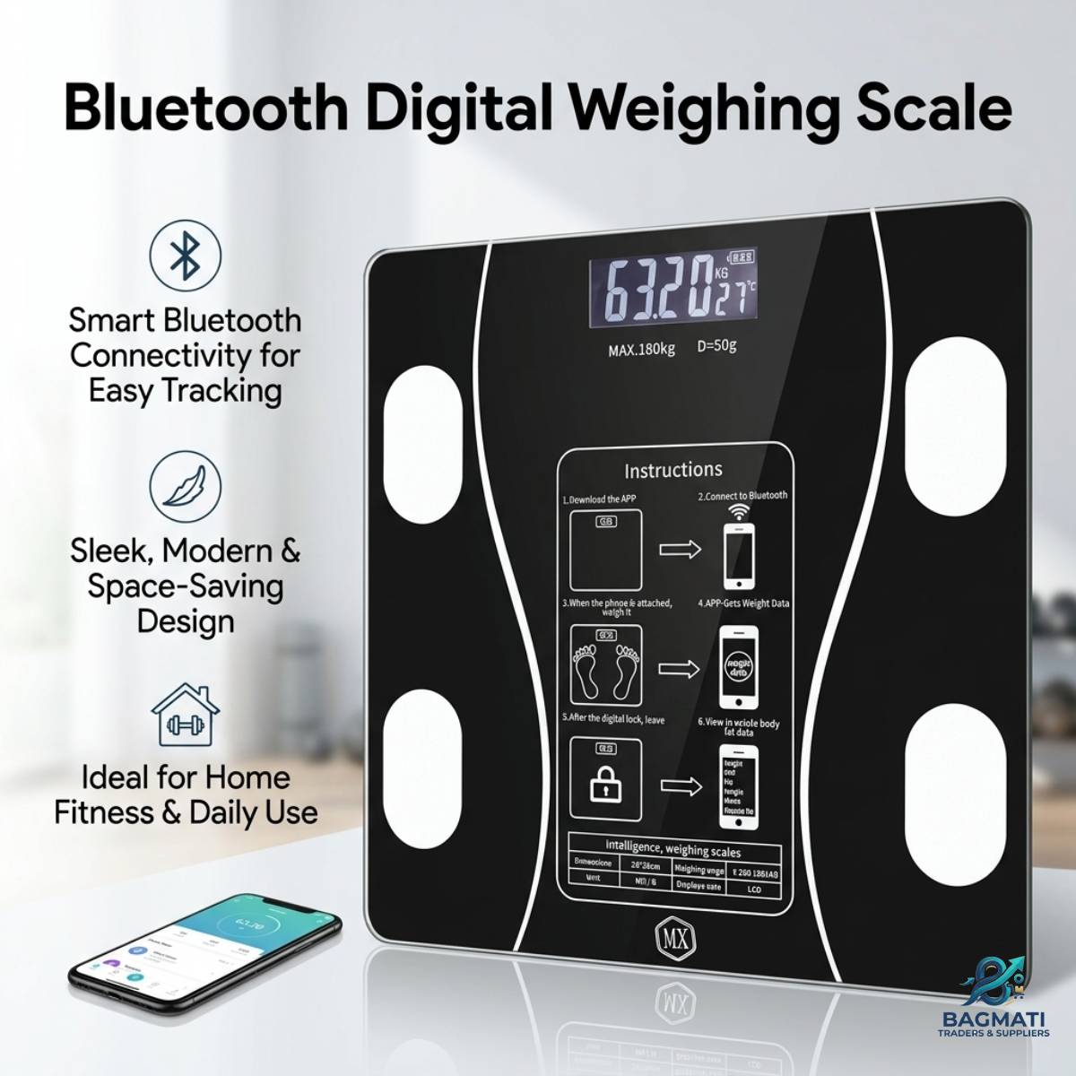 Bluetooth Weighing Scale Human Body Weight Machine