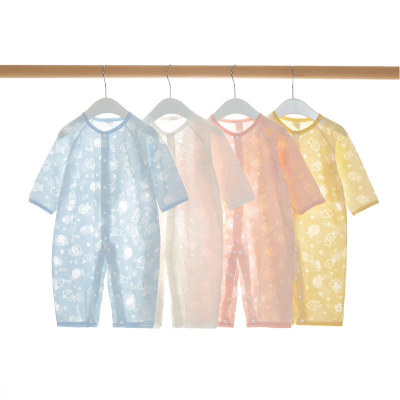 Newborn Baby Rompers Romper Ice Oxygen Cotton Male and Female Baby Summer Thin Triangle Rompers Jumpsuit Infant