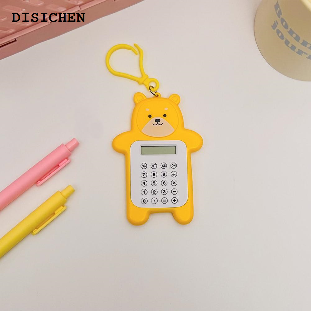 DISICHEN Portable School Supplies Calculator Battery Powered Counting Creative Cute Bear Shape 8-Digit Desktop Small Calculator