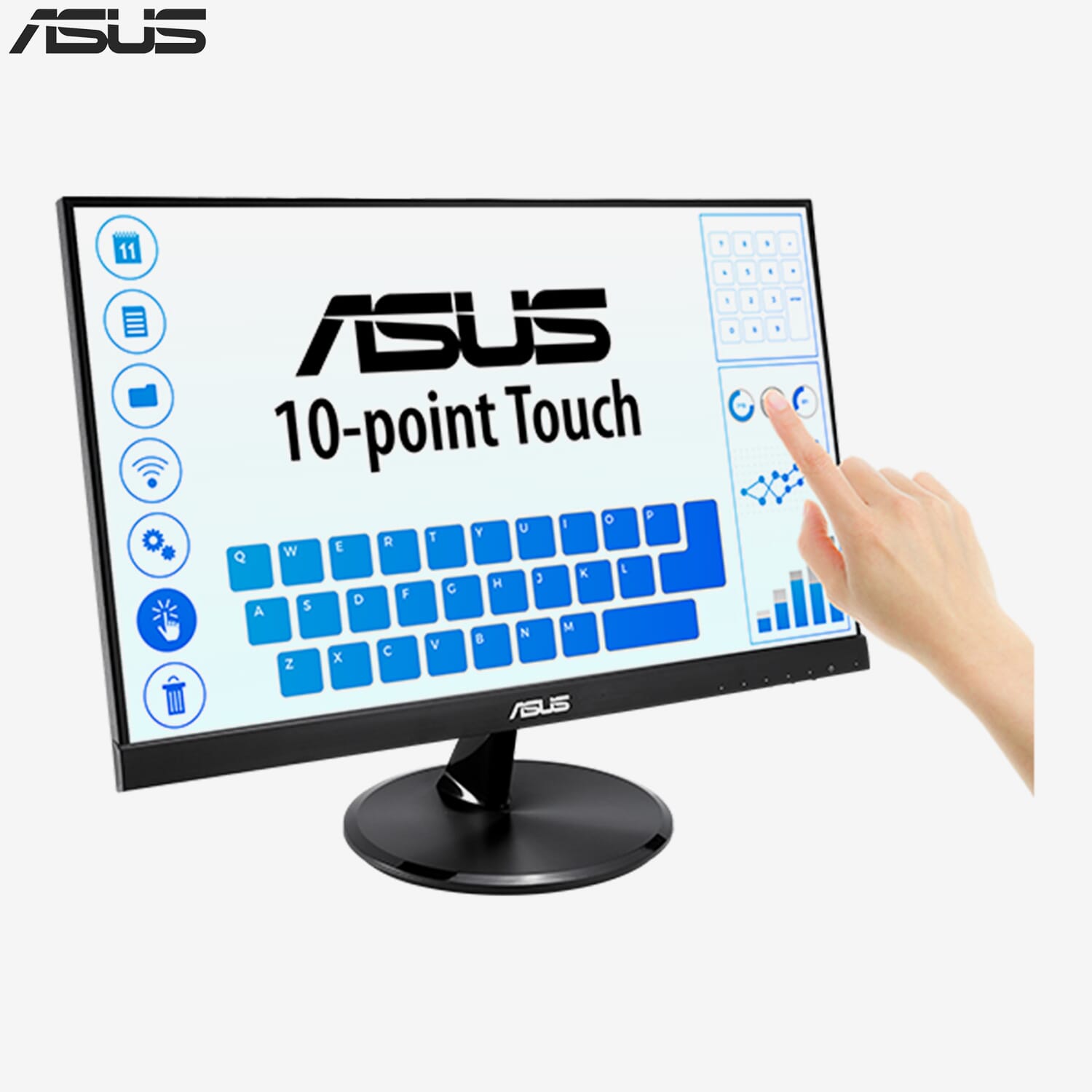Asus VT229H Touch Monitor 21.5" FHD (1920x1080) 10 point Touch IPS 178° Wide Viewing Angle Frameless Flicker free Low Blue Light HDMI 7H Hardness | Nagmani International