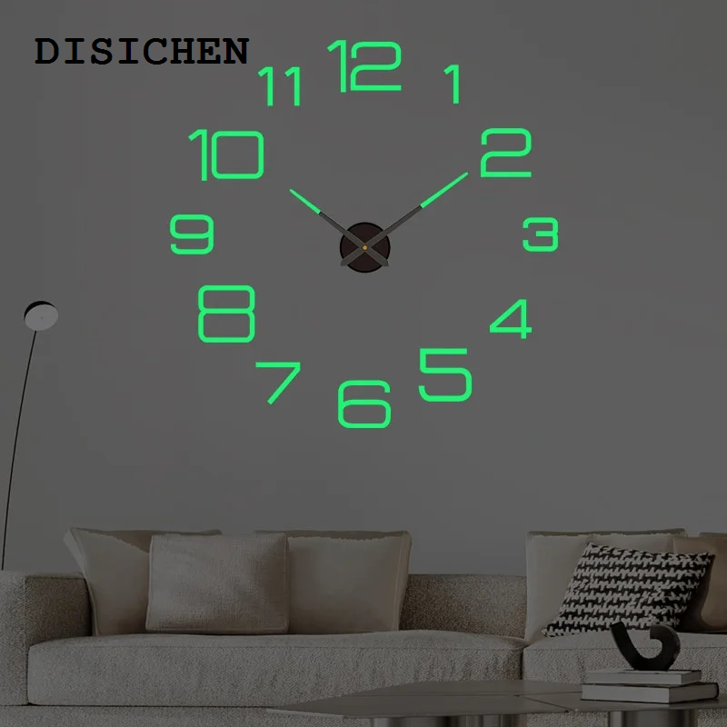 DISICHEN Sales promotion wall clock 3D Luminous Large Wall Clock Modern Design DIY Digital Table Wall Clocks Wall Clock Free Shiping Living Room Decorative Watch