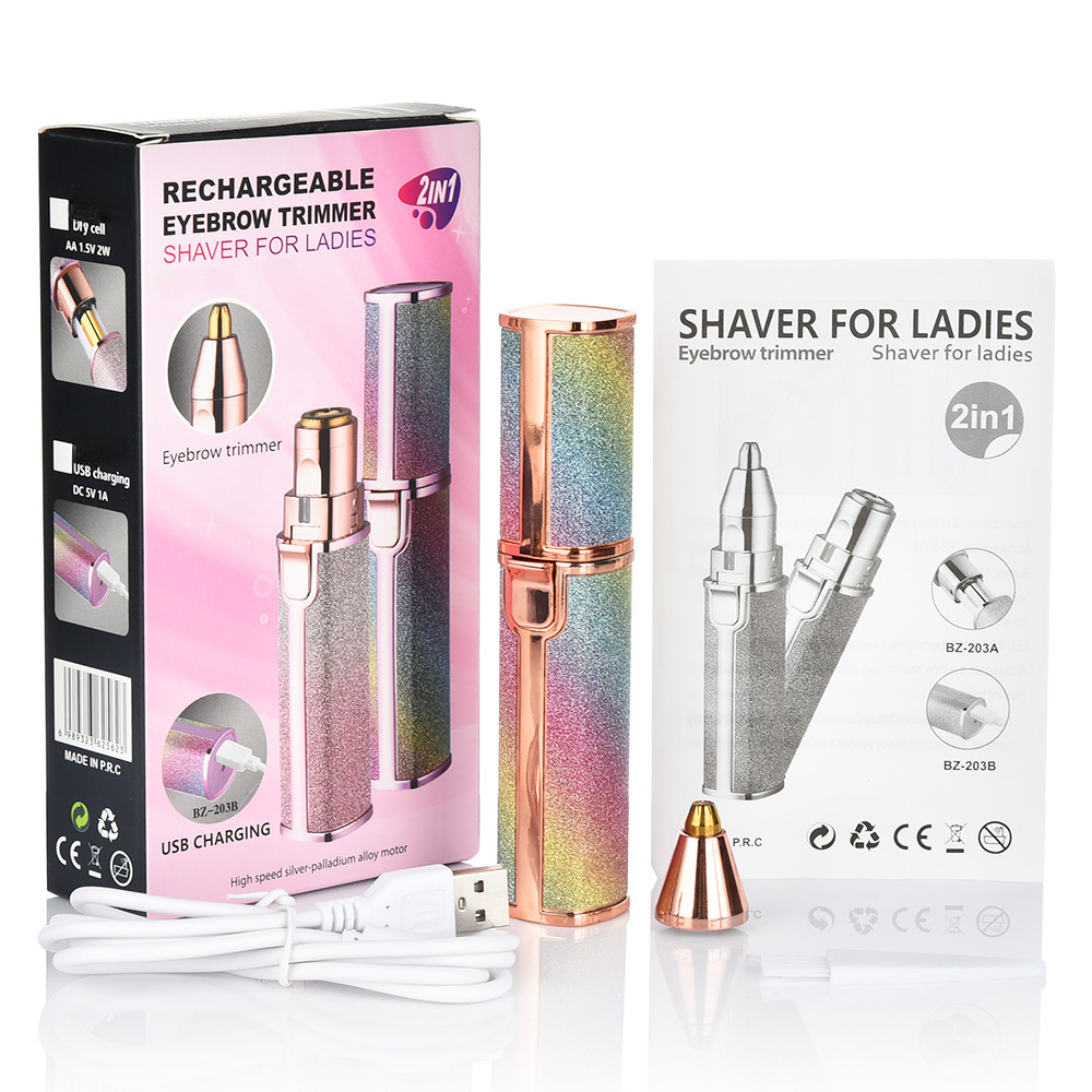 Rechargeable 2 In 1 Flawless Facial And Eyebrow Razor For Women Portable And Easy To Use