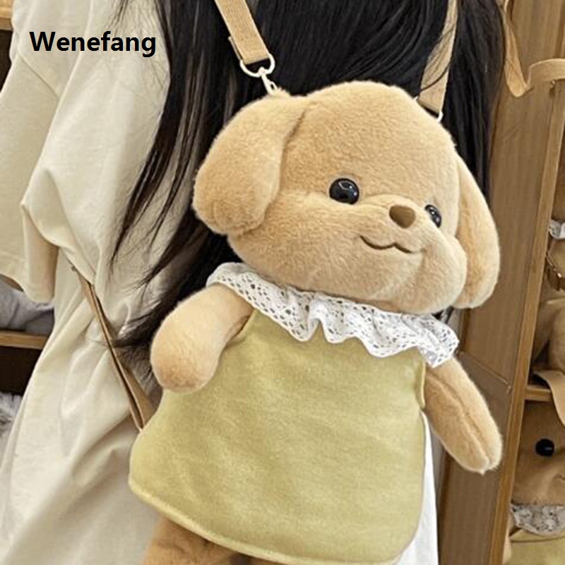 Wenefang Poodle Doll Dog Plush Baby Bag Small Nose Gaga Soft Cute Girl Outing High Beauty Backpack Birthday Gift