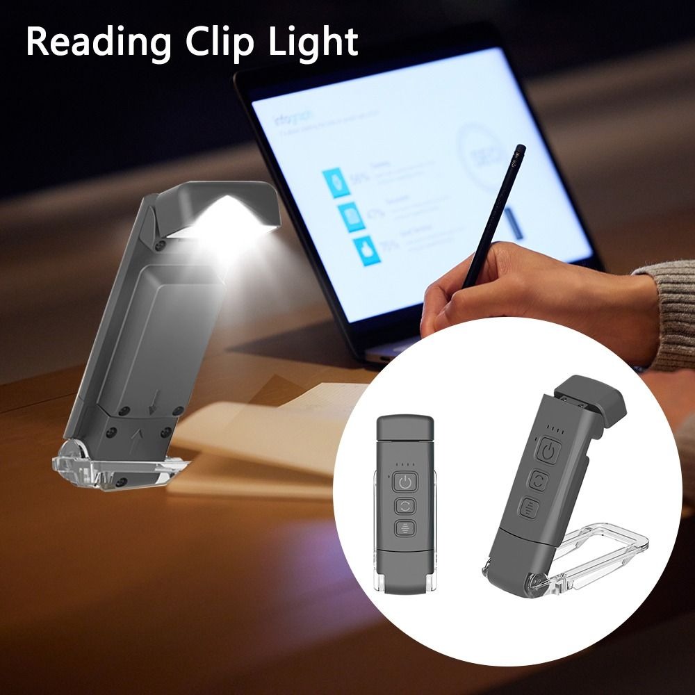 New USB Rechargeable Book Light 3 Colors 5 Brightness Levels Light Lamp Clip Lightweight Bookmark Night Light Reading