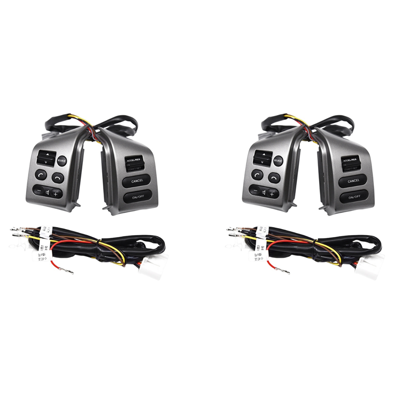 JINMY 2X Car Speed Cruise Control Switch for Sylphy 2008-2019 Steering Wheel Button with Wiring Harness Silver