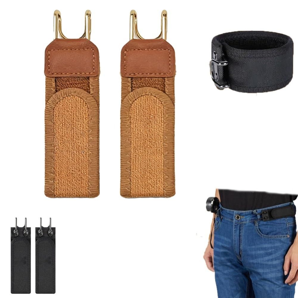 Unisex Buckleless Belt Hook Adjustable Comfortable Metal Hook Waist Buckle Elastic Belt