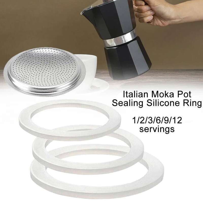 Silicone Gaskets And Aluminum Filter Coffee Bottle Sealing Ring For 1/2/3/6/9/12 Cup Moka Pot Accessories