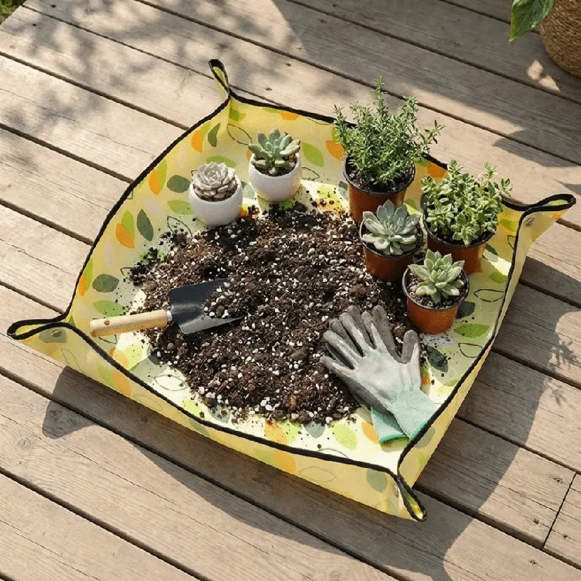 Gardening Accessory Thickened Planting Mat Foldable Waterproof Succulent Planting Mat Oxford Cloth Portable Gardening Mat Green