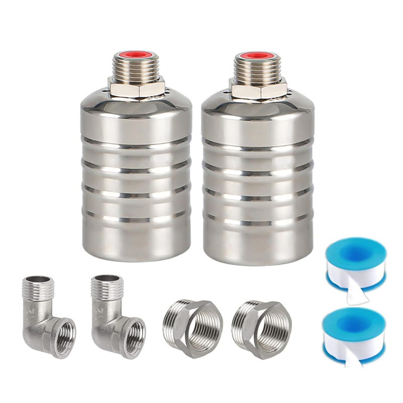 2 Pack 1/2inch 3/4inch Auto Fill Shut Off Water Tank Float Valve, 304 Stainless Steel Water Level Control Valve